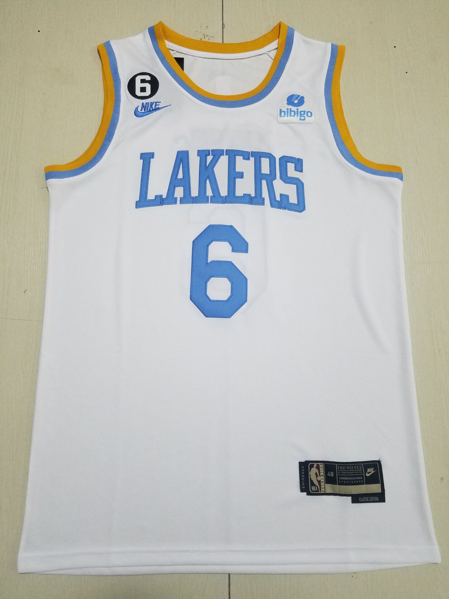Men Los Angeles Lakers #6 LeBron James White Throwback 2022 Nike NBA Jerseys